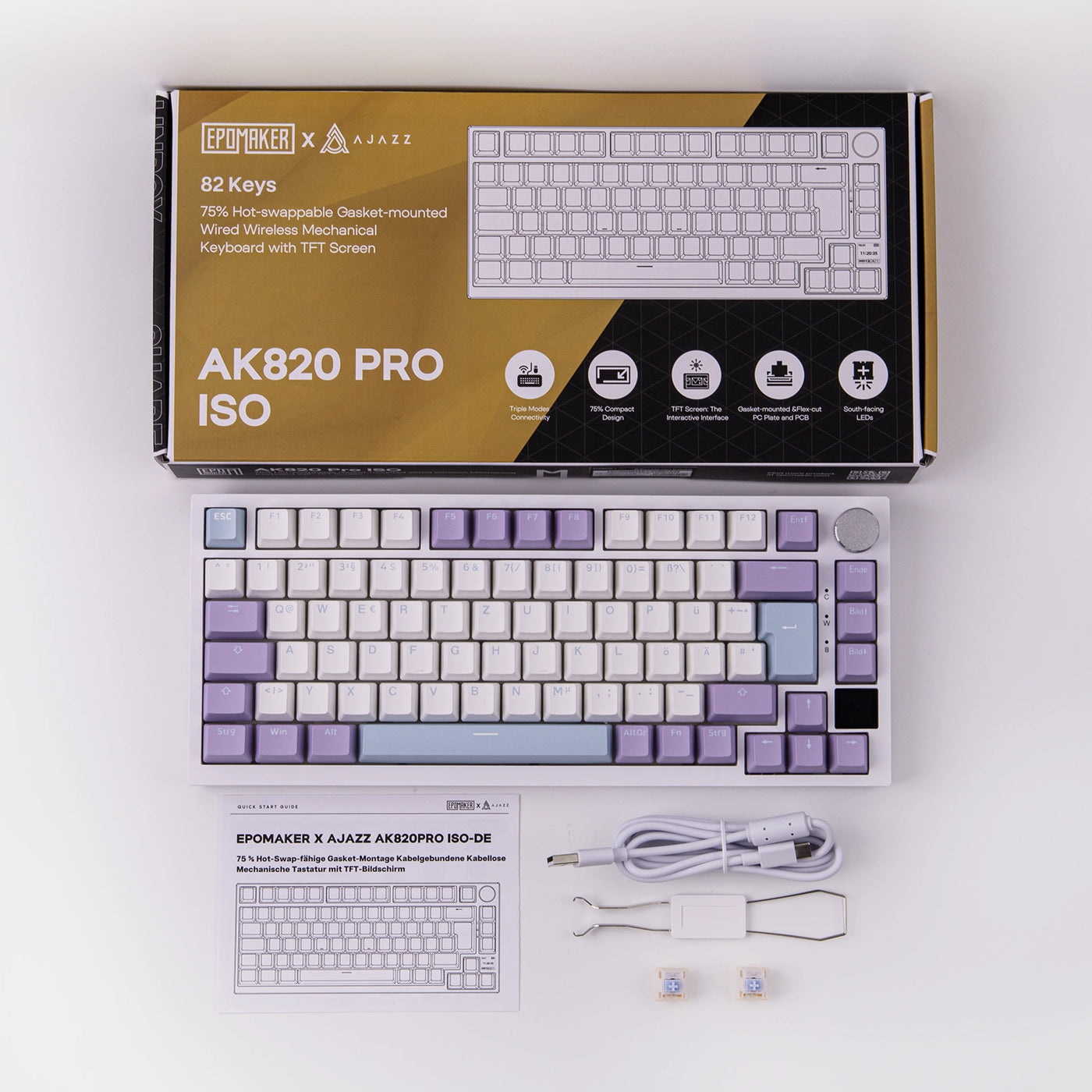 Ajazz AK820 Pro — packaging and accessories