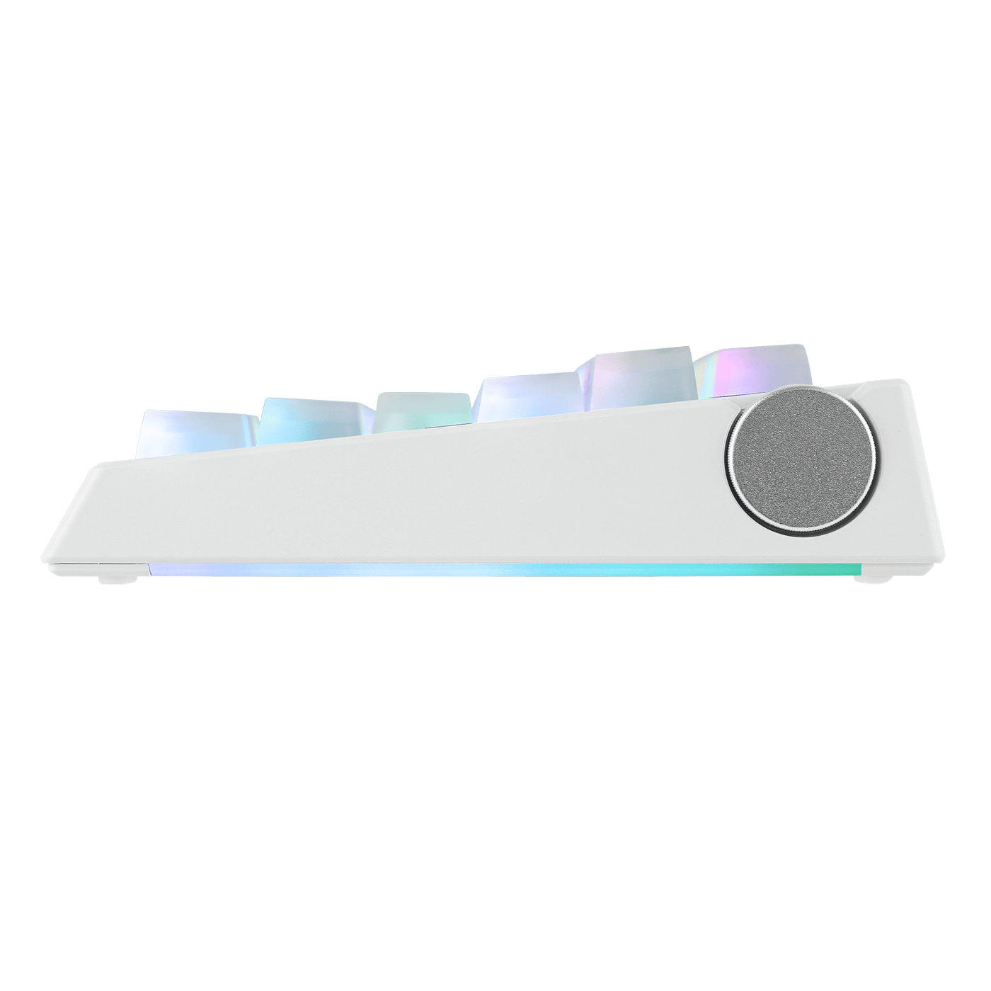 EPOMAKER G84 PRO right side with rotary knob and RGB strip glow