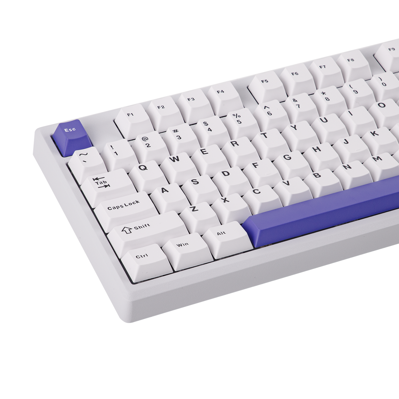 EPOMAKER Galaxy100 QMK/VIA White Purple side angled view