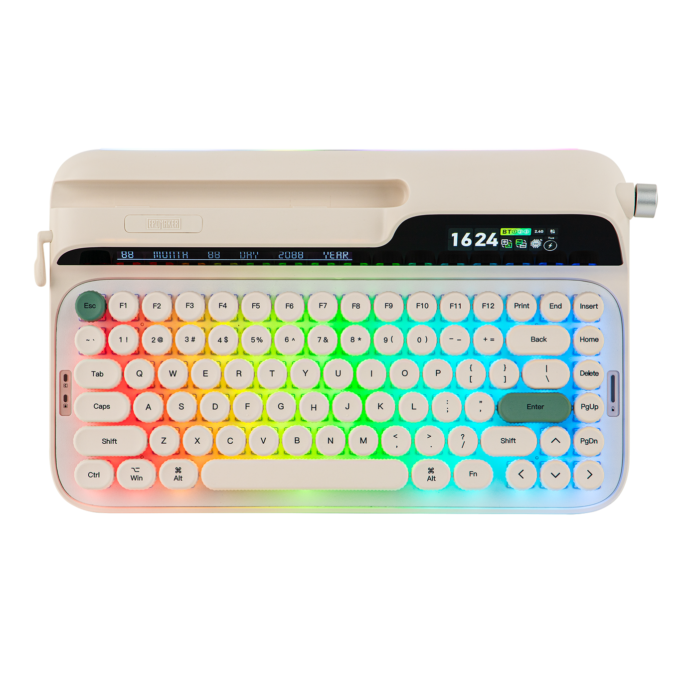 EPOMAKER Glyph Cream 75% keyboard with rainbow RGB and dual smart screens