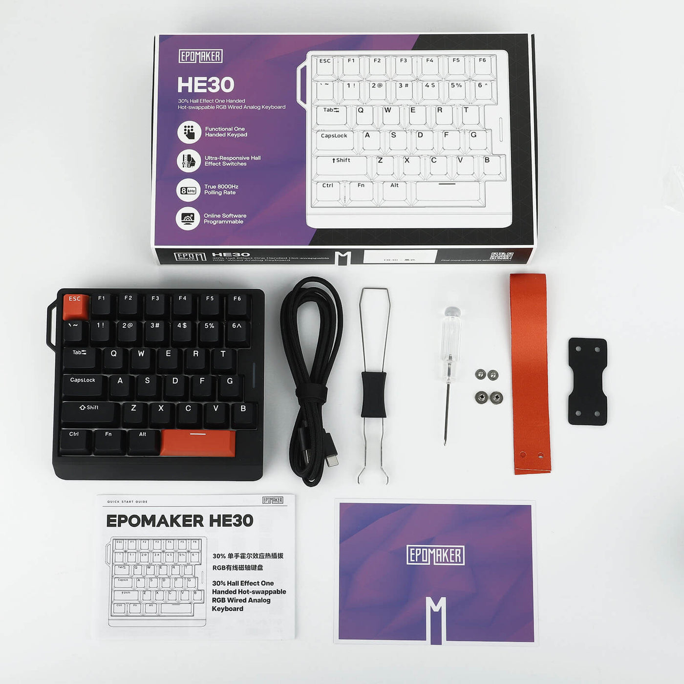 EPOMAKER HE30 — packaging and accessories