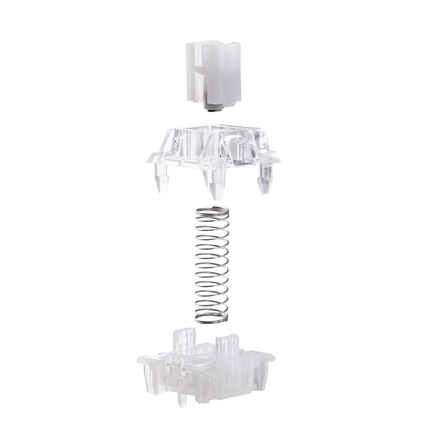 EPOMAKER HE68 Lite Hall Effect magnetic switch exploded view showing housing, spring, and stem