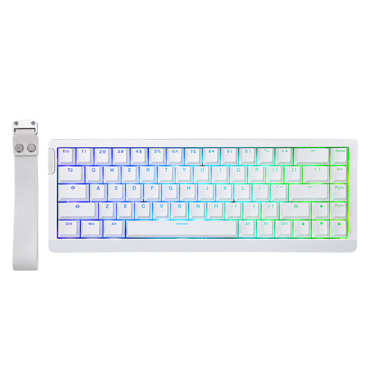 EPOMAKER HE68 Lite White 65% gaming keyboard with A-RGB lighting and carry strap