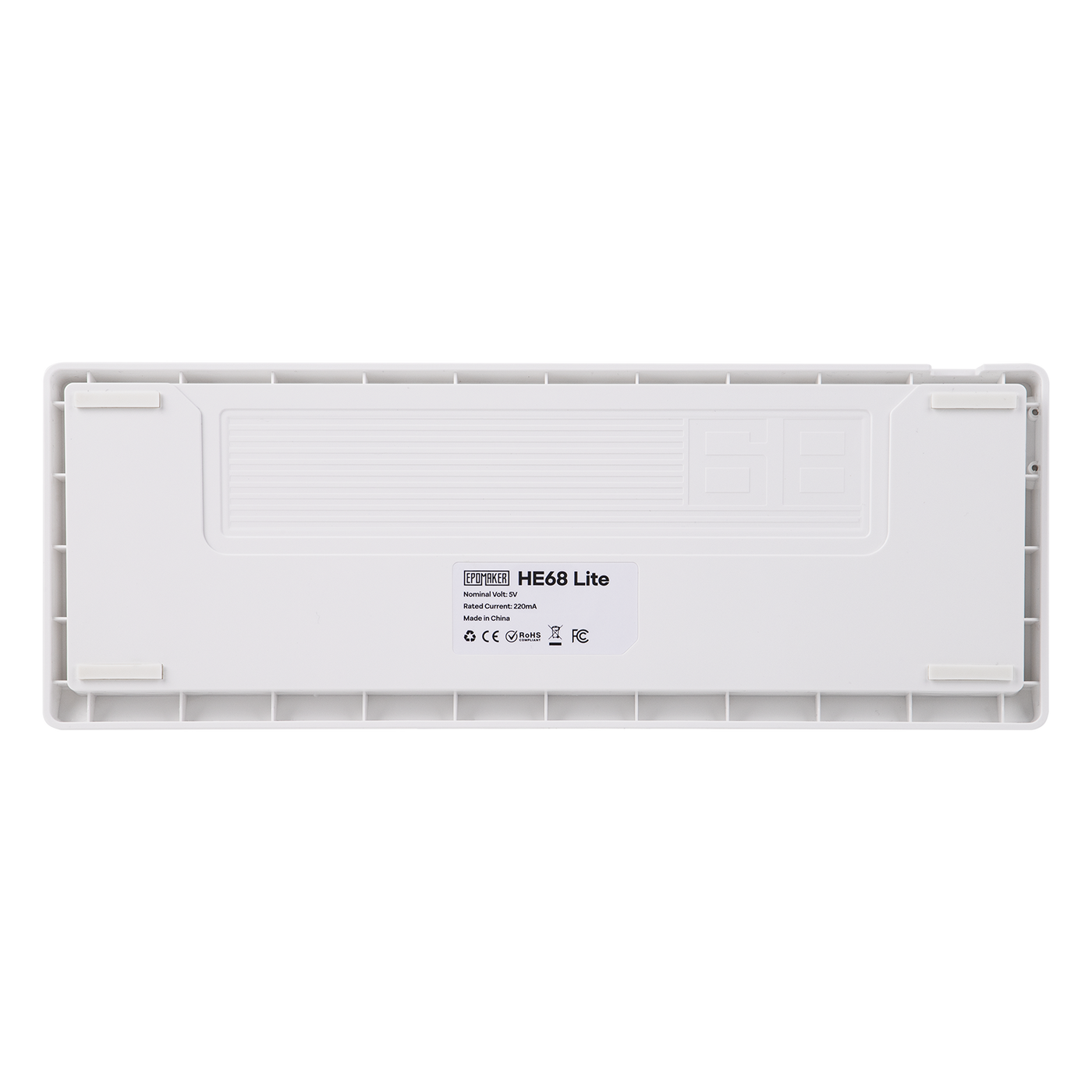 EPOMAKER HE68 Lite White underside view with product label