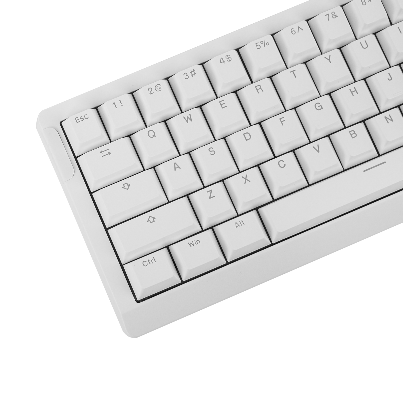 EPOMAKER HE68 Lite close-up of left half keys, White colorway