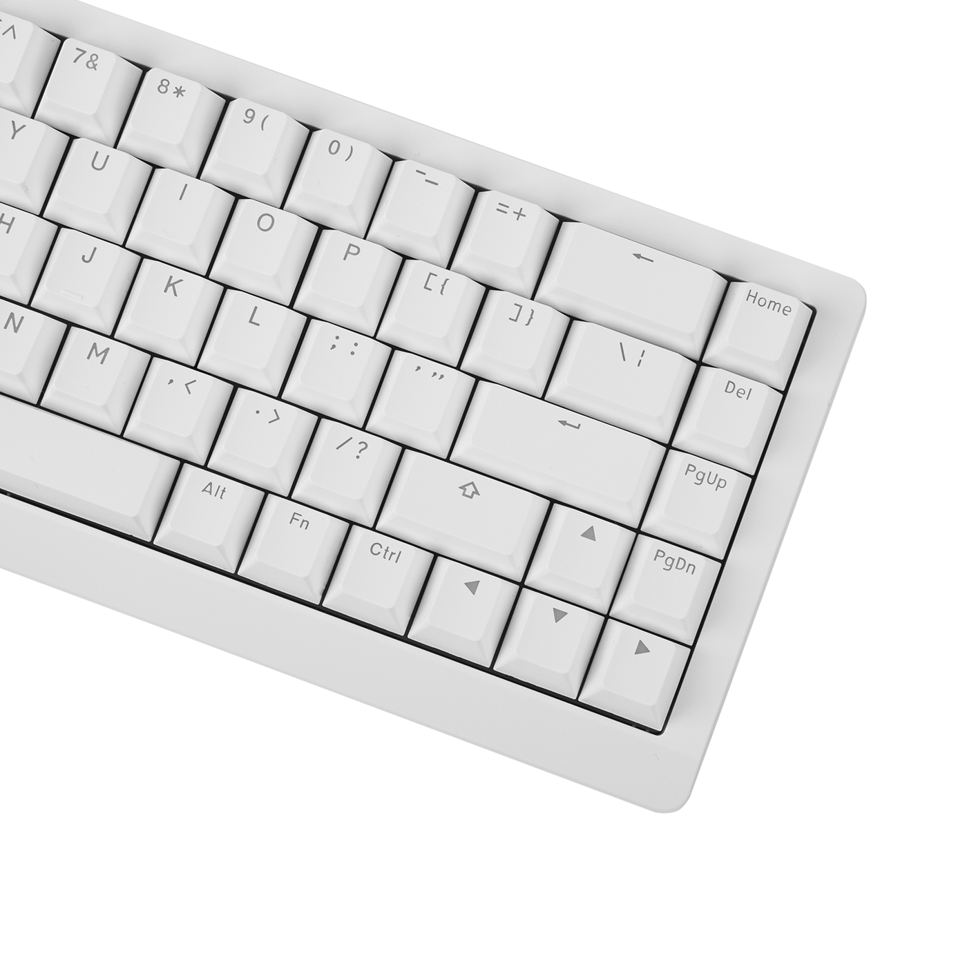 EPOMAKER HE68 Lite close-up of right half keys with arrow cluster, White