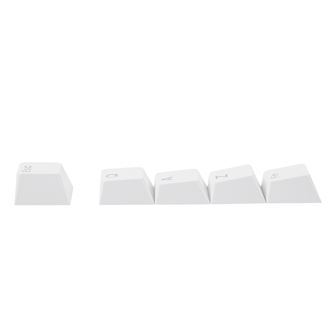 EPOMAKER HE68 Lite White PBT keycap samples — Esc, Q, A, Z, Fn