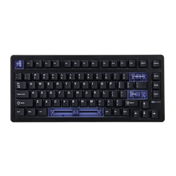 EPOMAKER HE80 Black 75% keyboard top-down view with blue translucent accents, RGB off