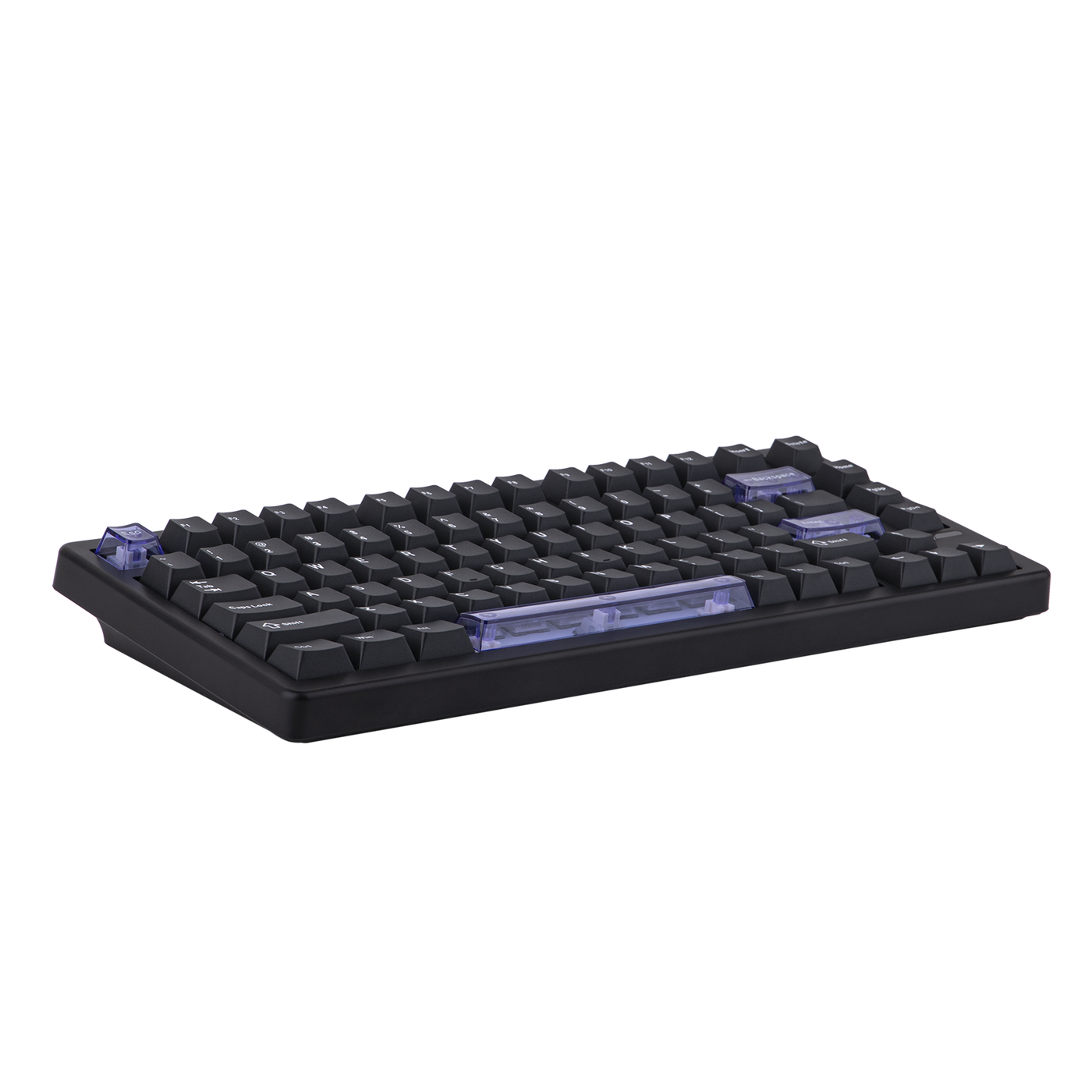 EPOMAKER HE80 Black side view showing translucent blue space bar accent