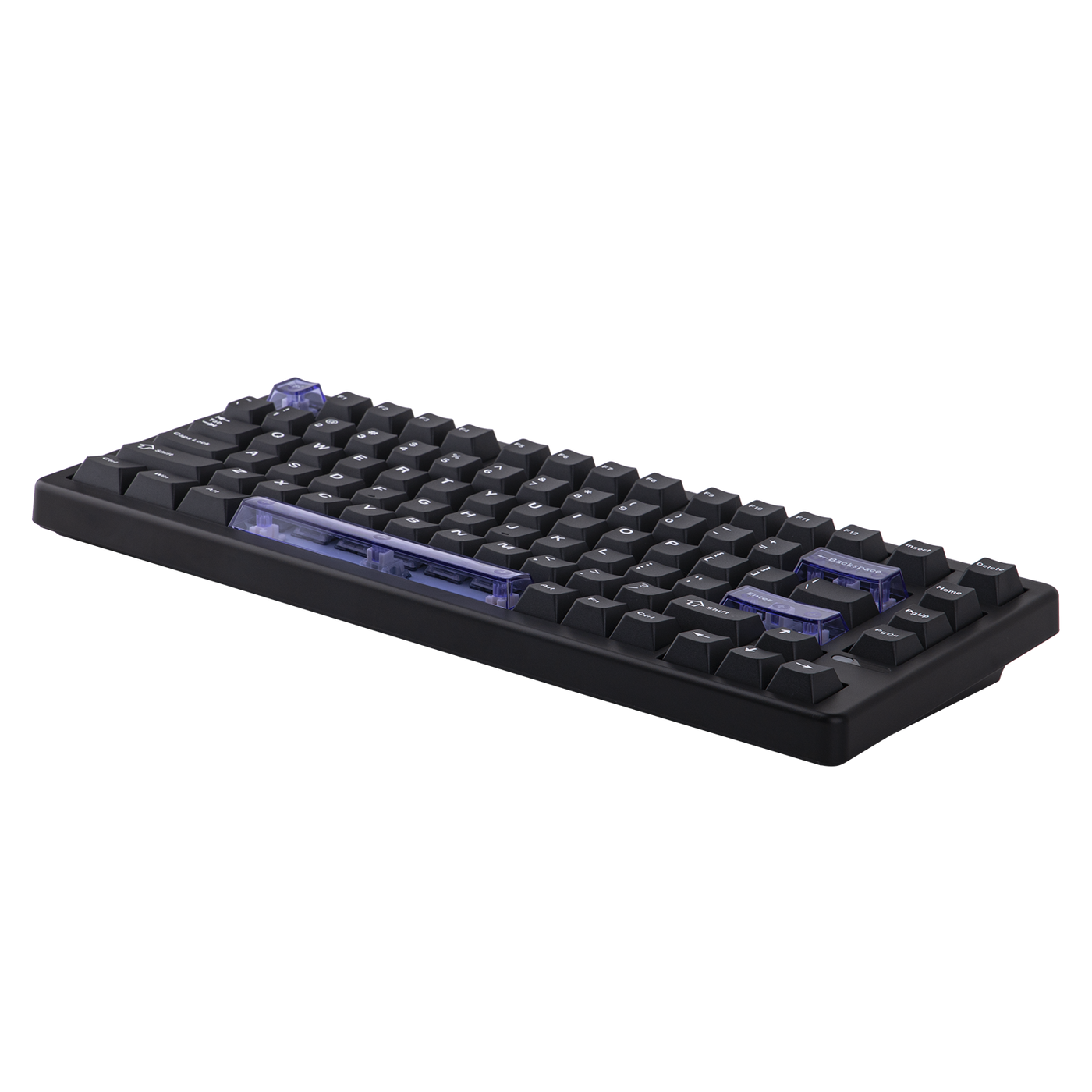 EPOMAKER HE80 Black angled side view showing translucent blue accents
