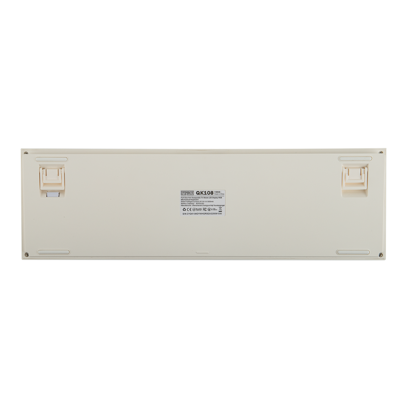 EPOMAKER QK108 Mint Grey underside view with product label