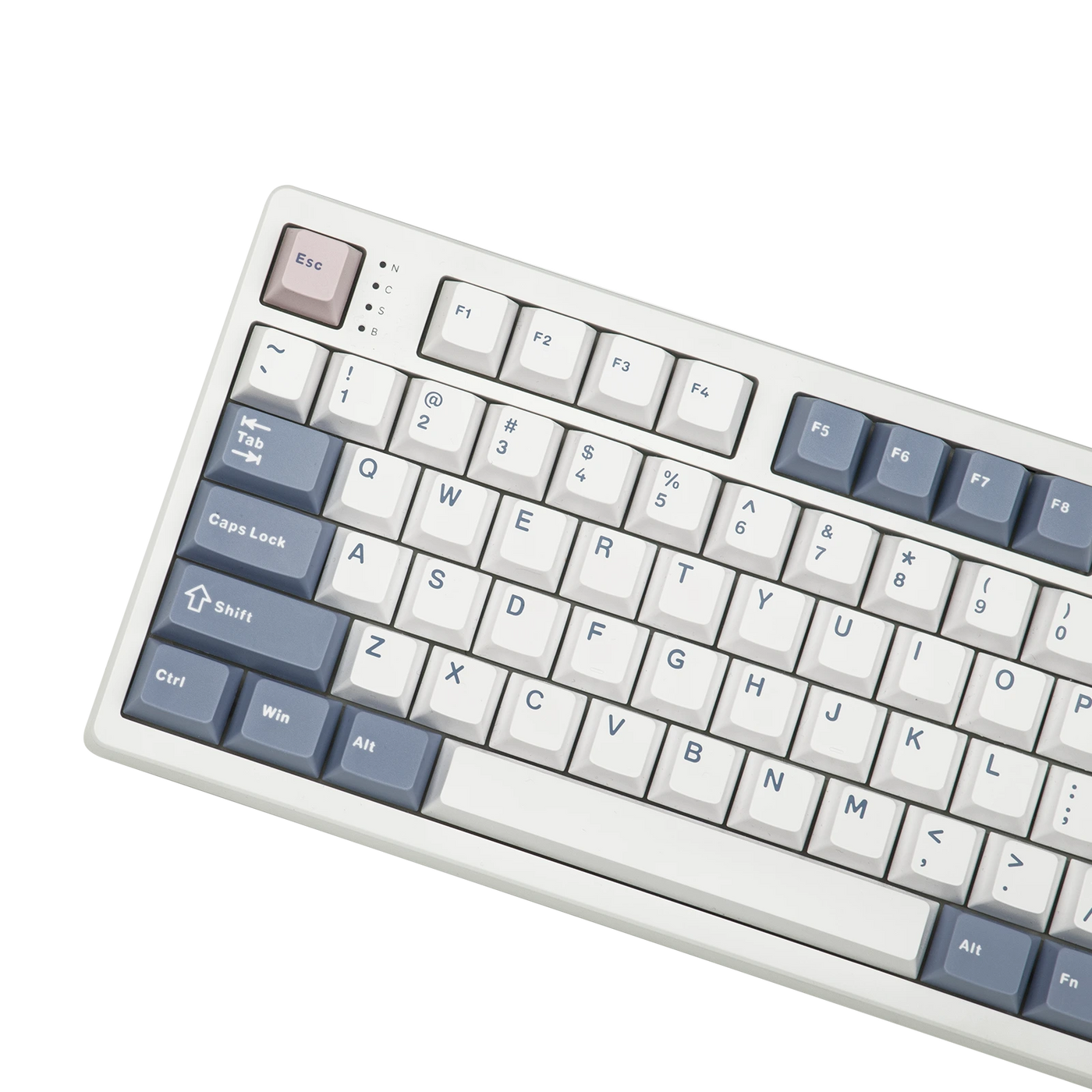 EPOMAKER TH108 PRO White Blue close-up of left side keys