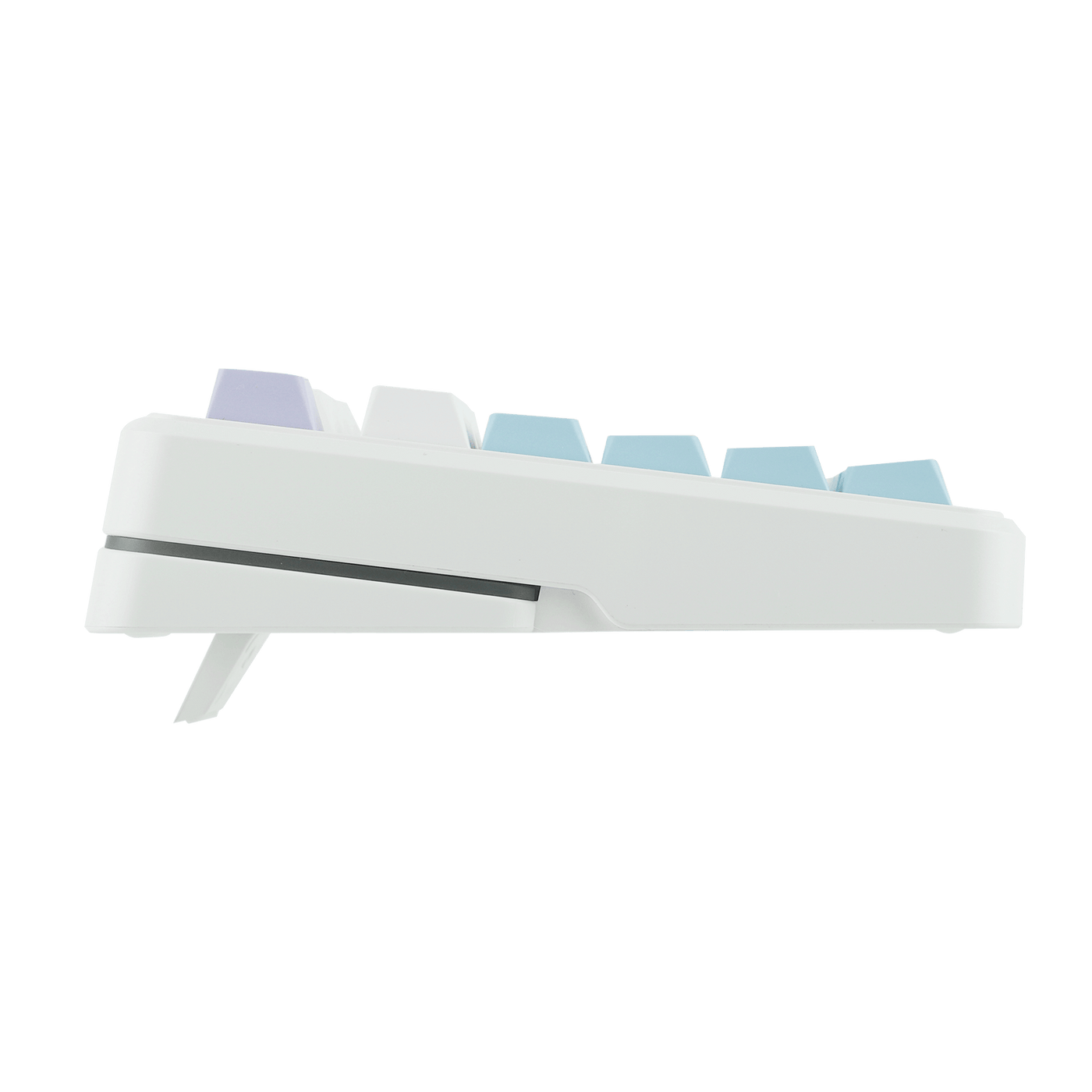 EPOMAKER TH99 PRO White Blue side profile showing low-profile chassis