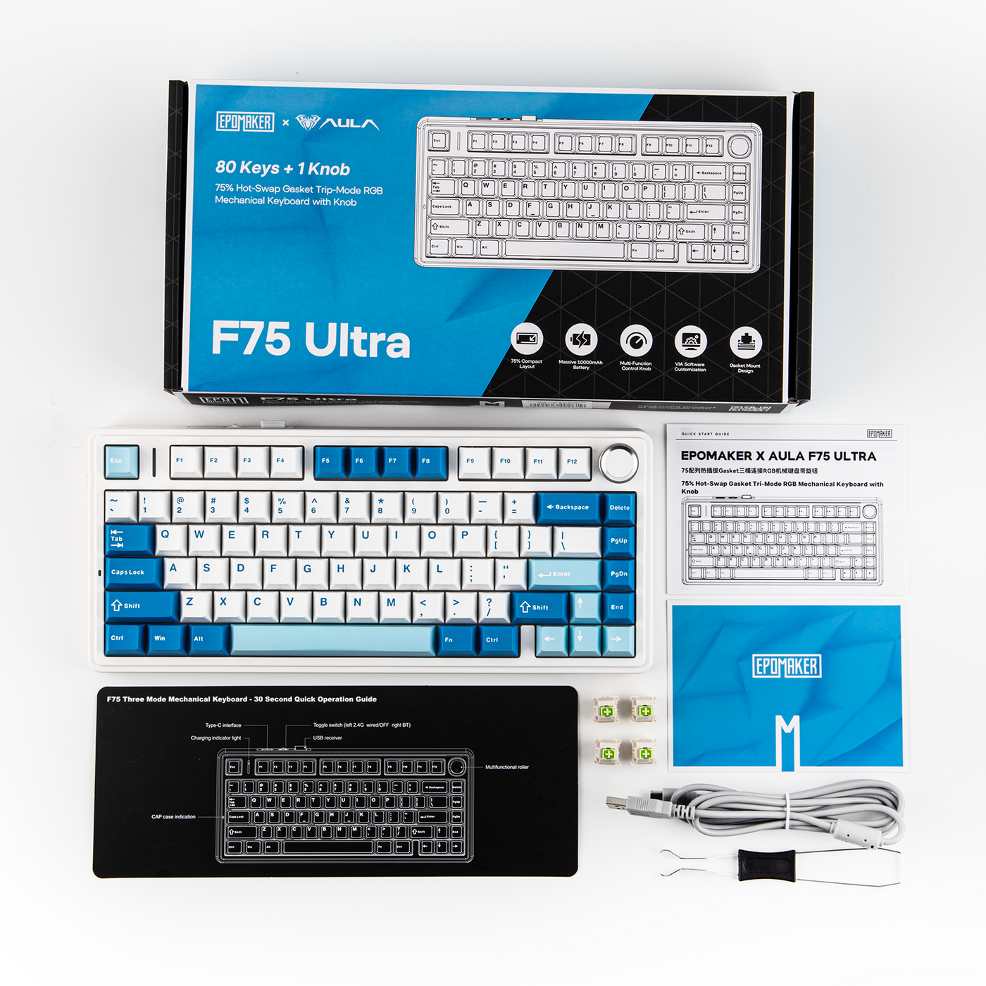EPOMAKER x AULA F75 Ultra — packaging and accessories
