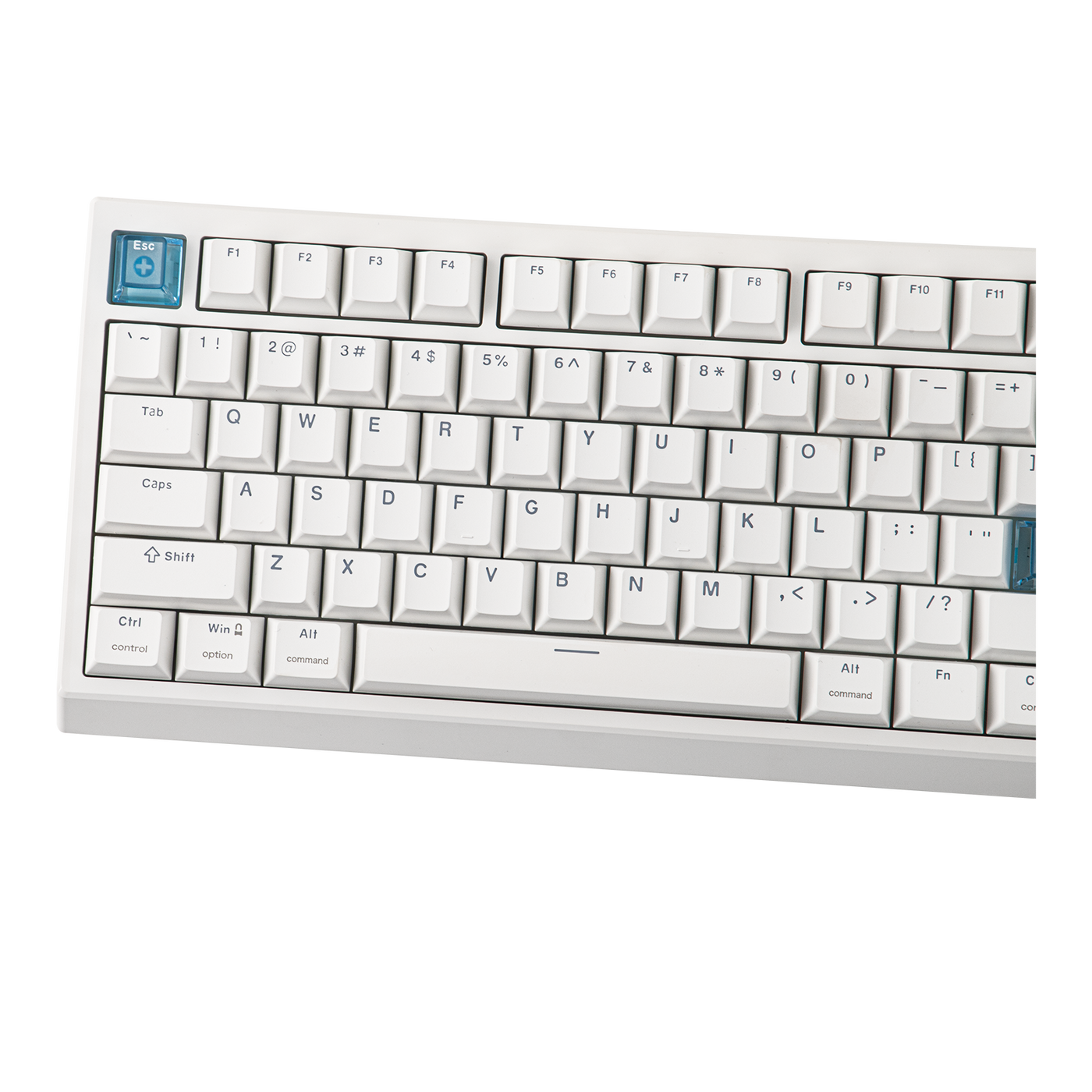 EPOMAKER G84 HE White close-up of WASD area and function keys