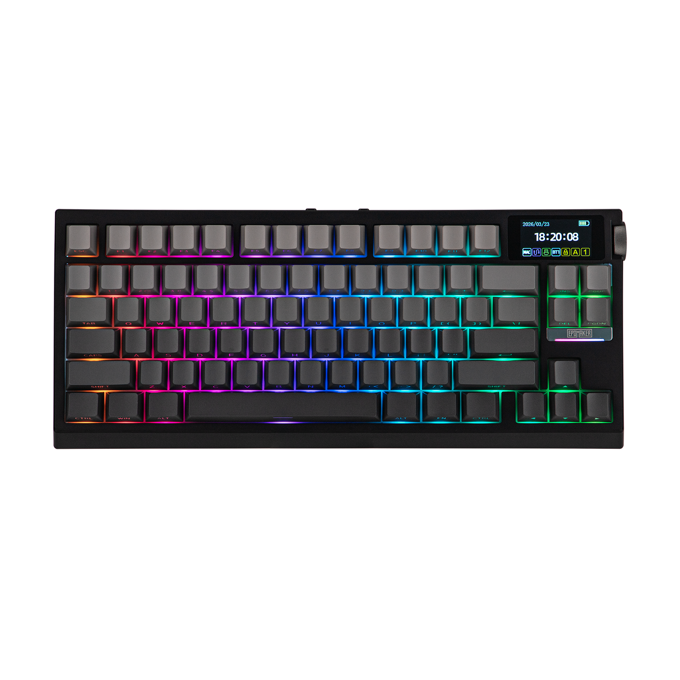 EPOMAKER G84 PRO black colorway top-down with full RGB backlight