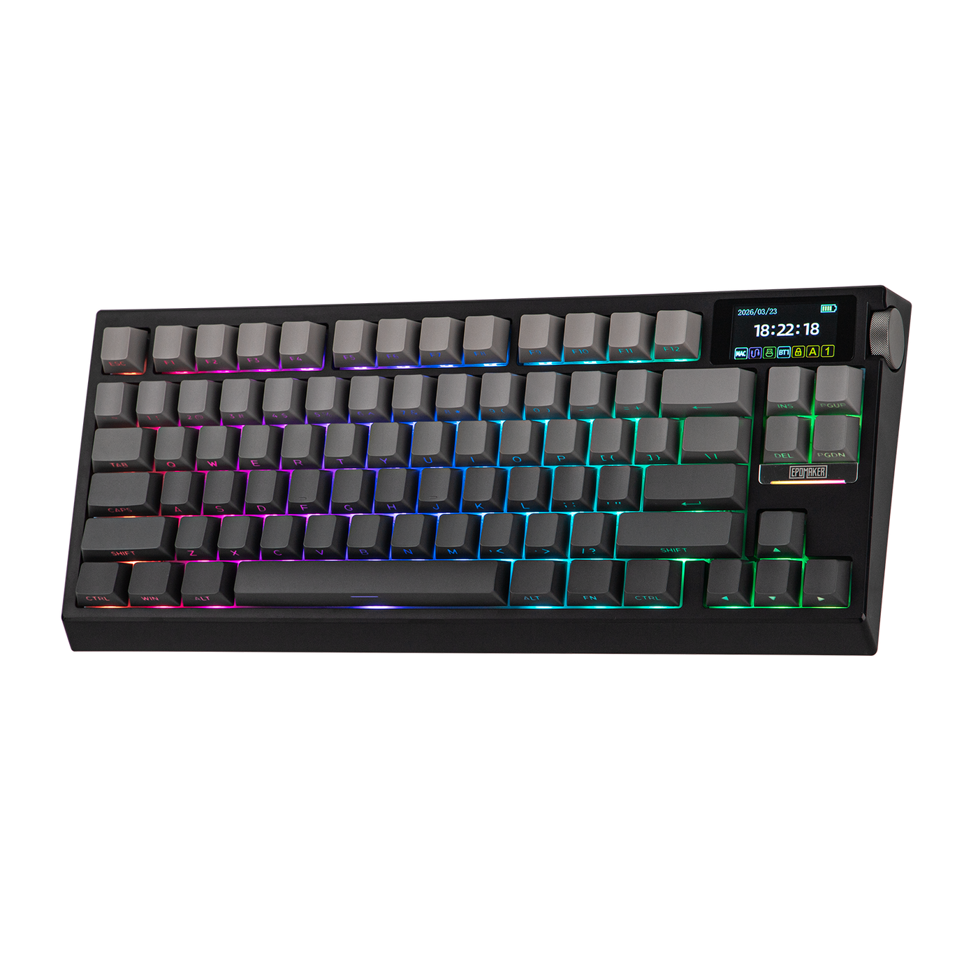 EPOMAKER G84 PRO black colorway top-down RGB alt angle