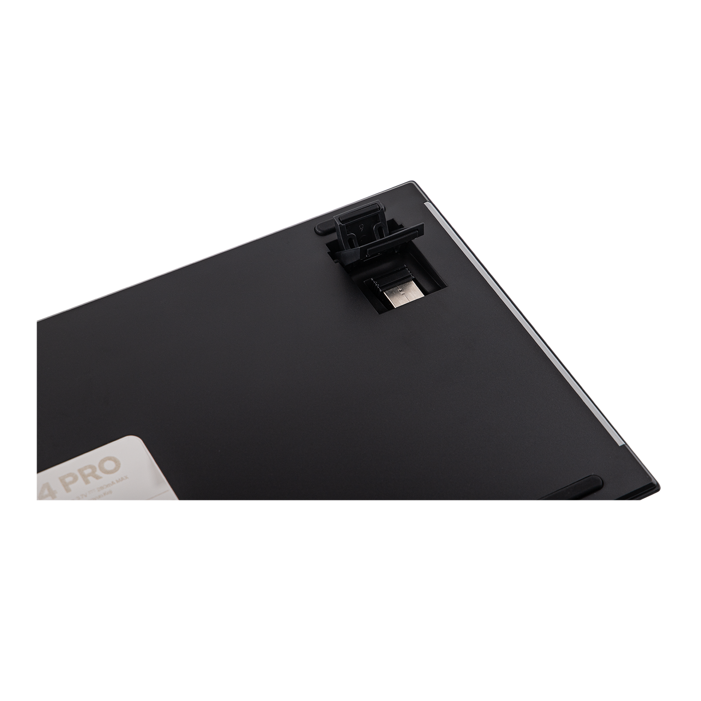 EPOMAKER G84 PRO black underside corner with hot-swap socket exposed