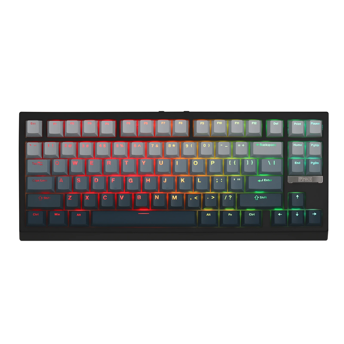 EPOMAKER G84 HE Black 80% Hall Effect keyboard with rainbow RGB lighting, top-down view