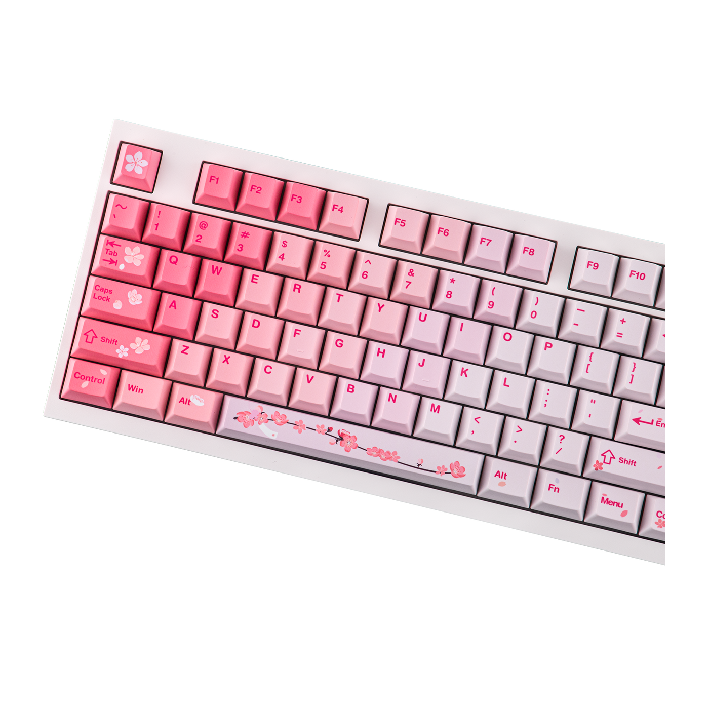 EPOMAKER QK108 Pink Sakura close-up of cherry blossom keycap artwork