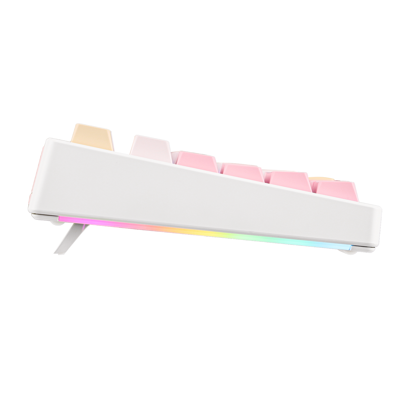 EPOMAKER TH108 PRO Pink side view with RGB strip lighting