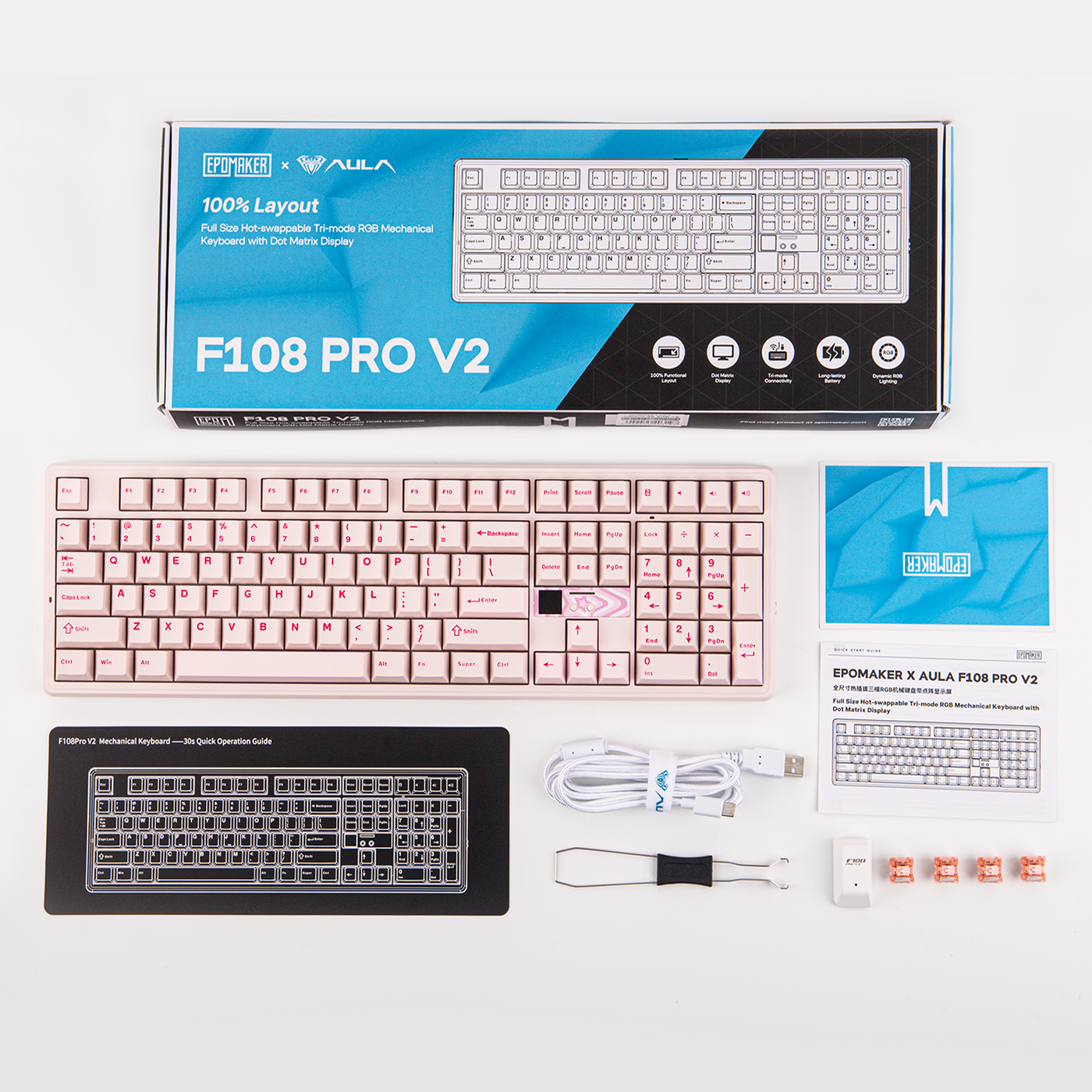 EPOMAKER X AULA F108 PRO V2 — packaging and accessories