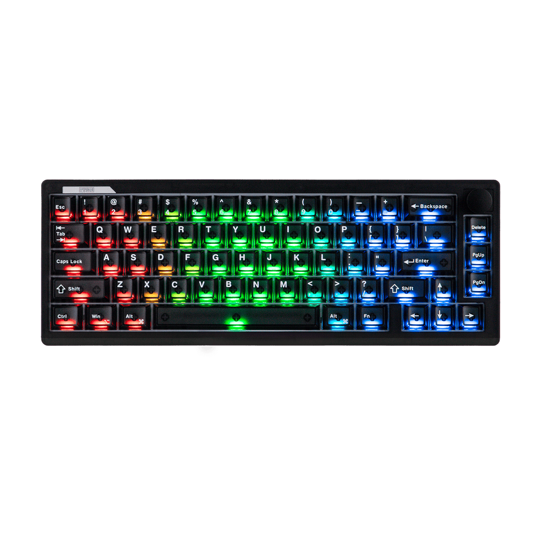 EPOMAKER HE65 V2 TMR black shell angled top-down with RGB illumination