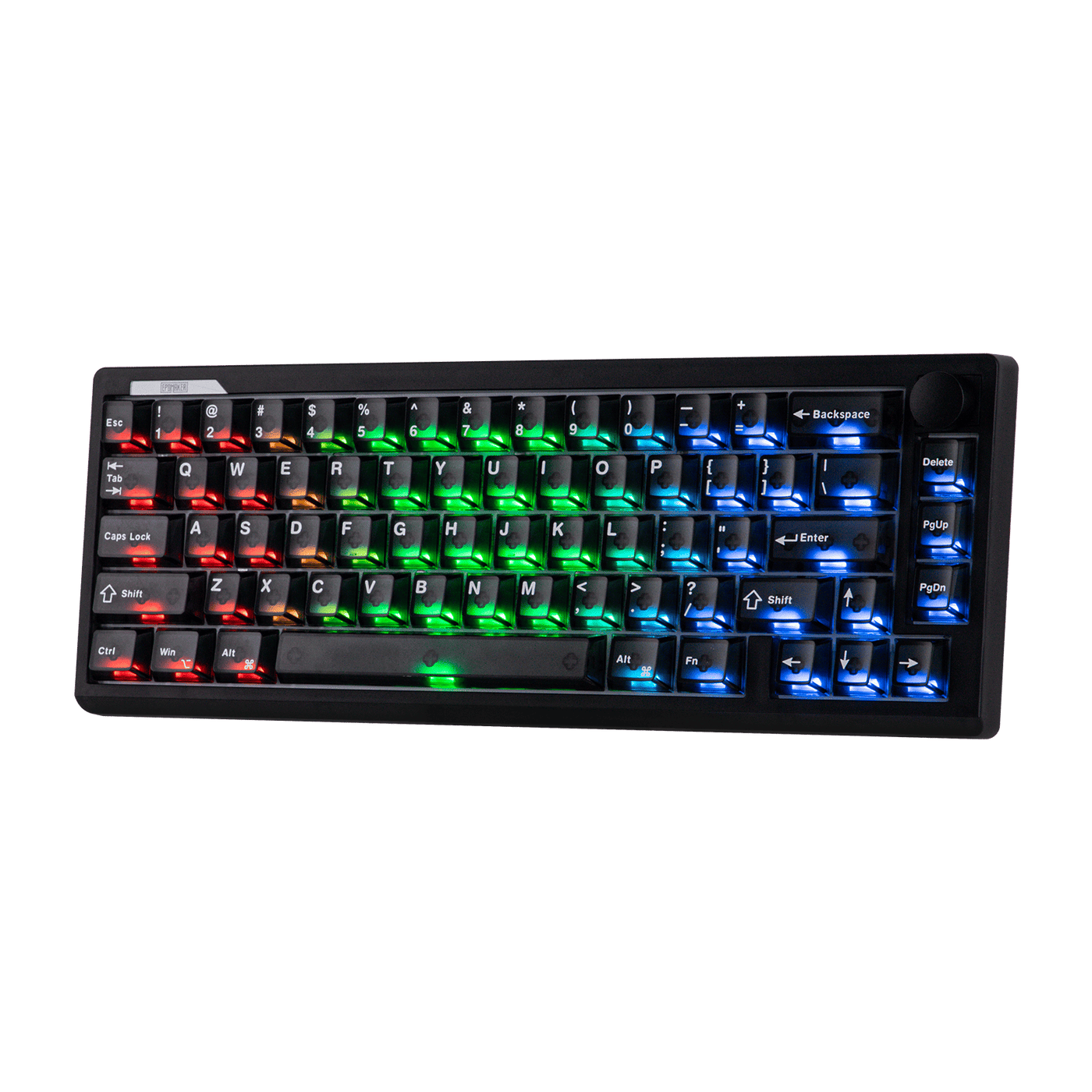 EPOMAKER HE65 V2 TMR black shell angled top-down with RGB illumination