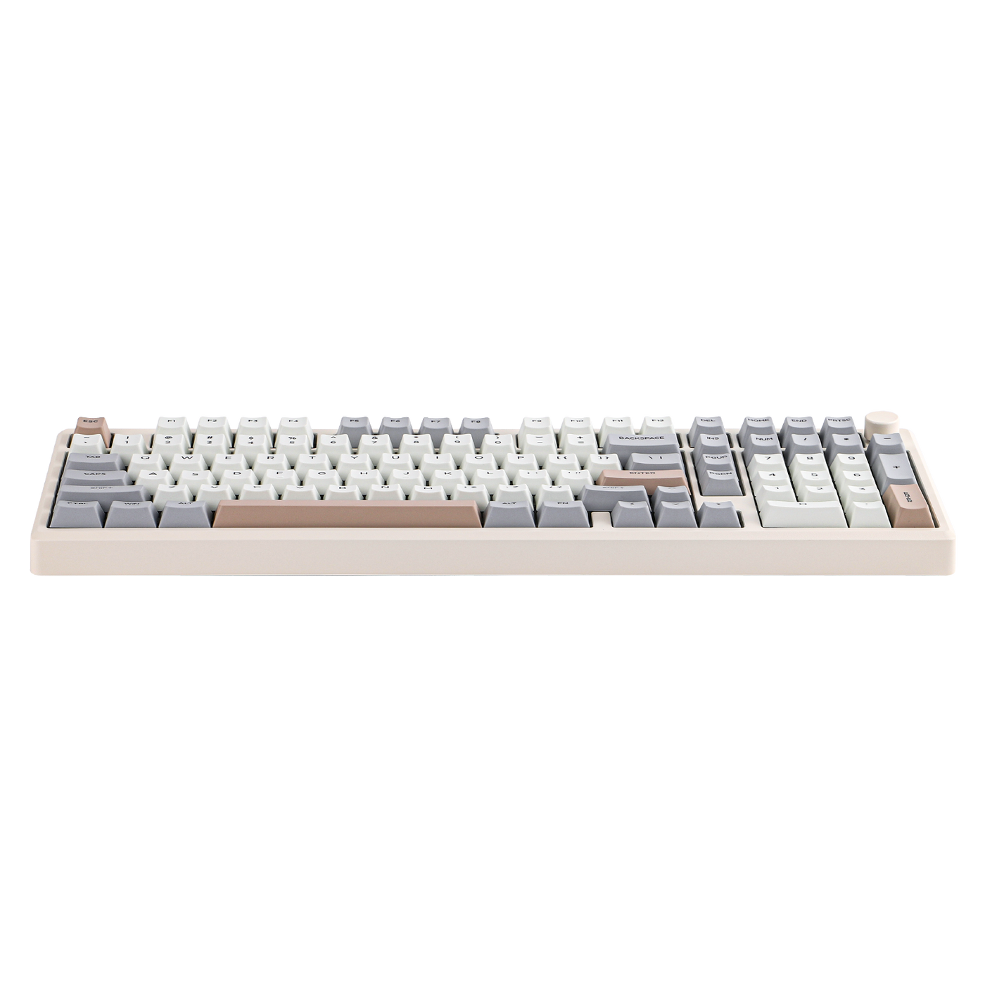 EPOMAKER Galaxy100 QMK/VIA Beige 96% aluminum keyboard top-down view, no lighting