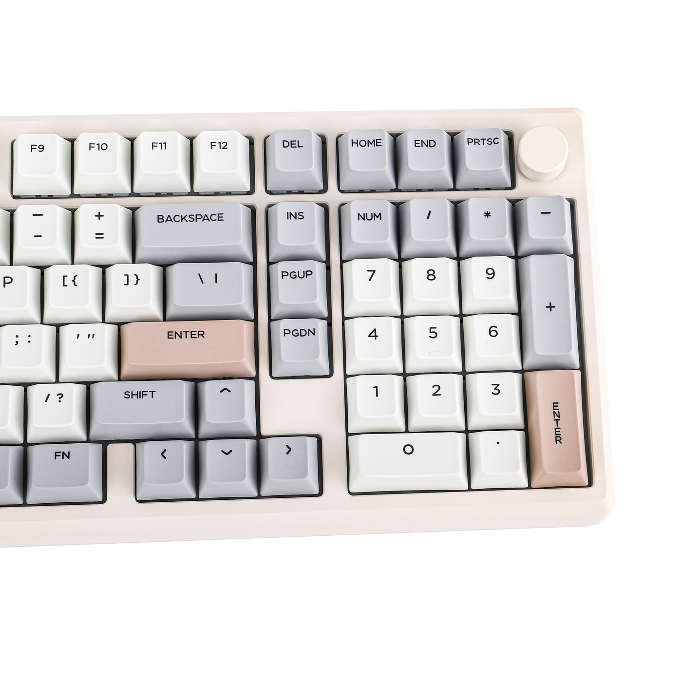 EPOMAKER Galaxy100 QMK/VIA Beige close-up of numpad and Enter accent keys