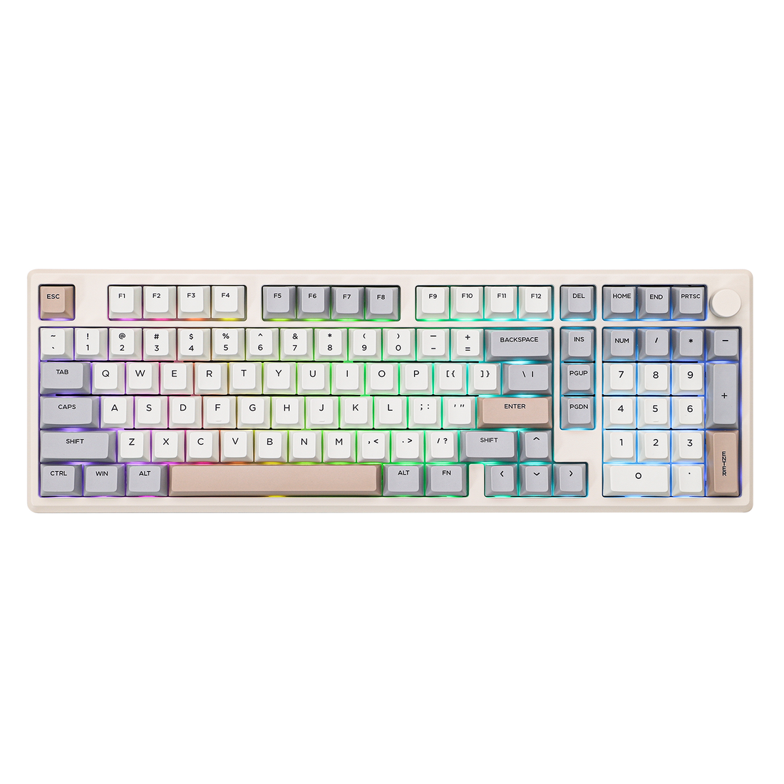 EPOMAKER Galaxy100 QMK/VIA Black 96% aluminum keyboard with rainbow RGB lighting, top-down view